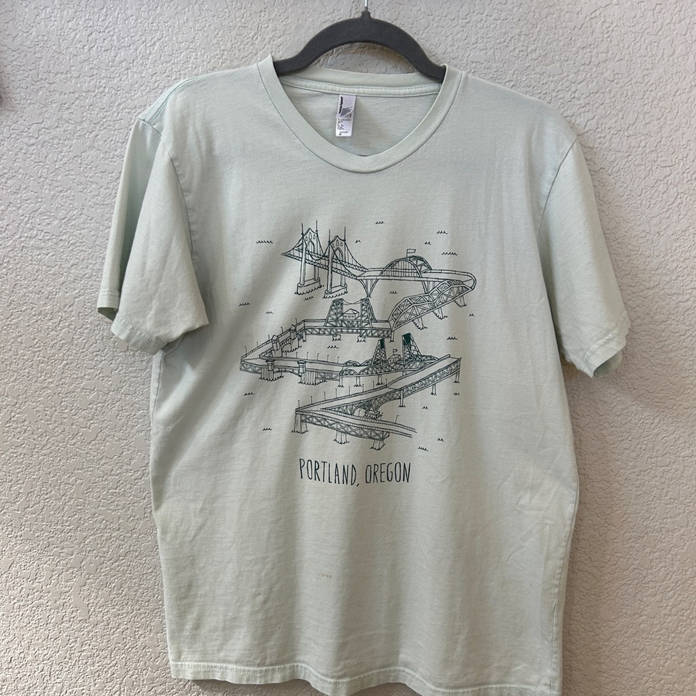 American Apparel Portland Oregon Graphic Tee in Light Green